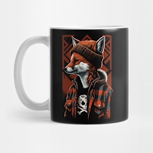 Fox Wearing Flannel and Beanie by gnarly Mug